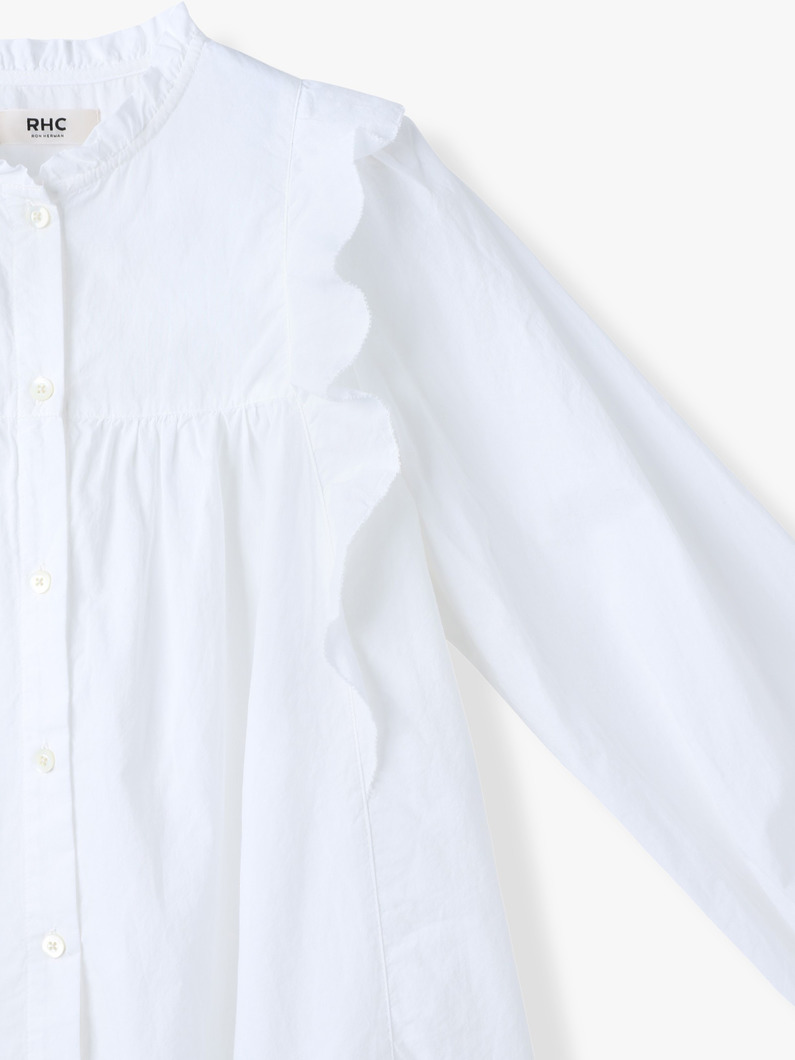 コットン フリル ブラウス 詳細画像 white 2