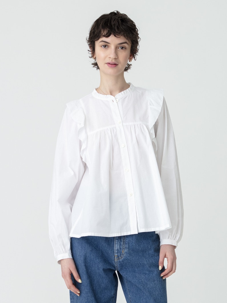 コットン フリル ブラウス 詳細画像 white 1