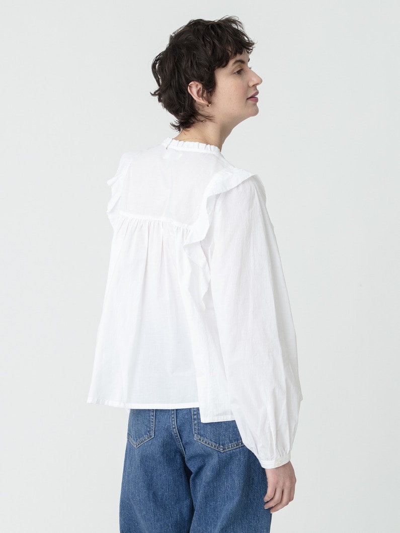コットン フリル ブラウス 詳細画像 white 2