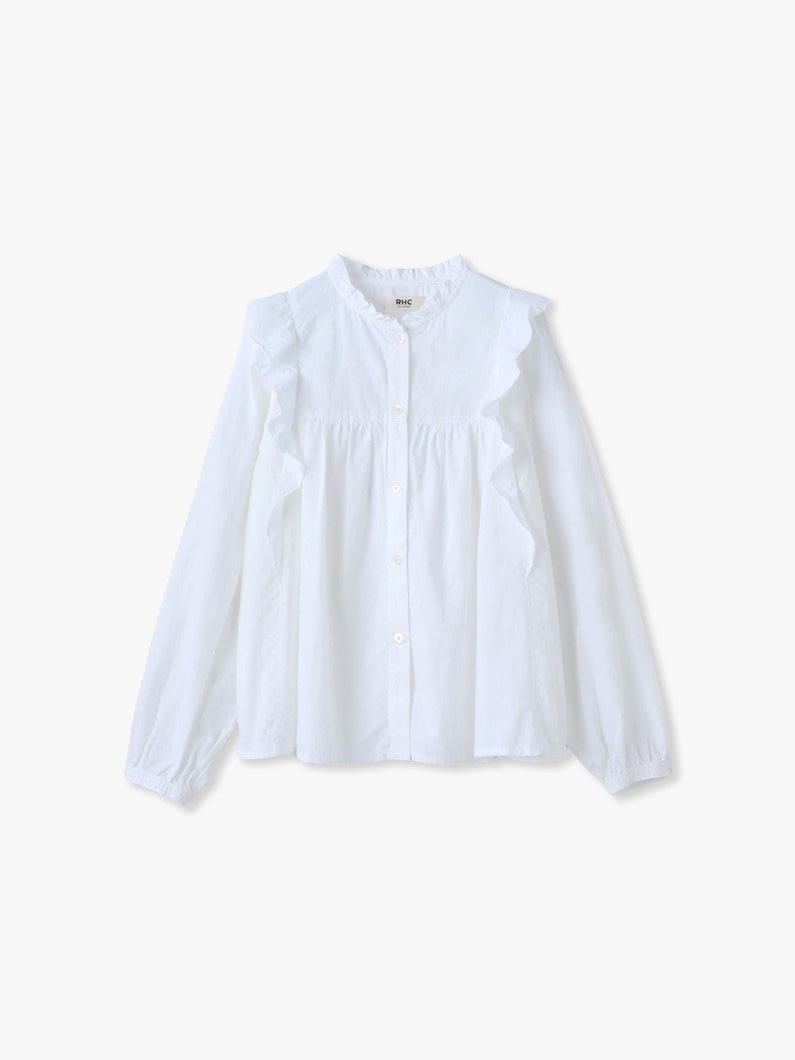 コットン フリル ブラウス 詳細画像 white 4