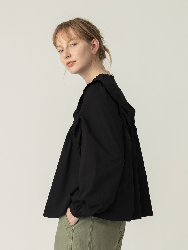 コットン フリル ブラウス 詳細画像 black 2