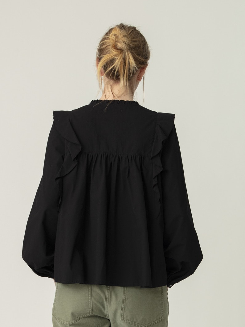 コットン フリル ブラウス 詳細画像 black 3