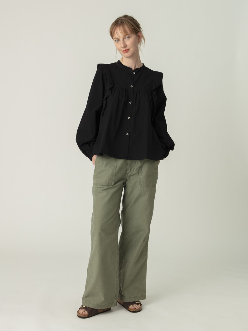 コットン フリル ブラウス 詳細画像 black 4