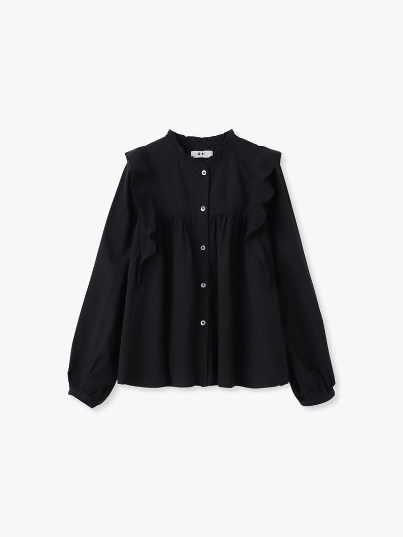 コットン フリル ブラウス 詳細画像 black 5