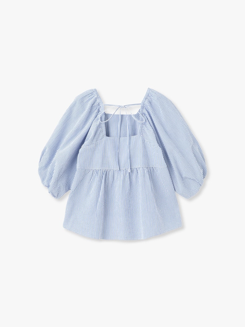 シアサッカー ブラウス（ホワイト/ブルー） 詳細画像 white 1