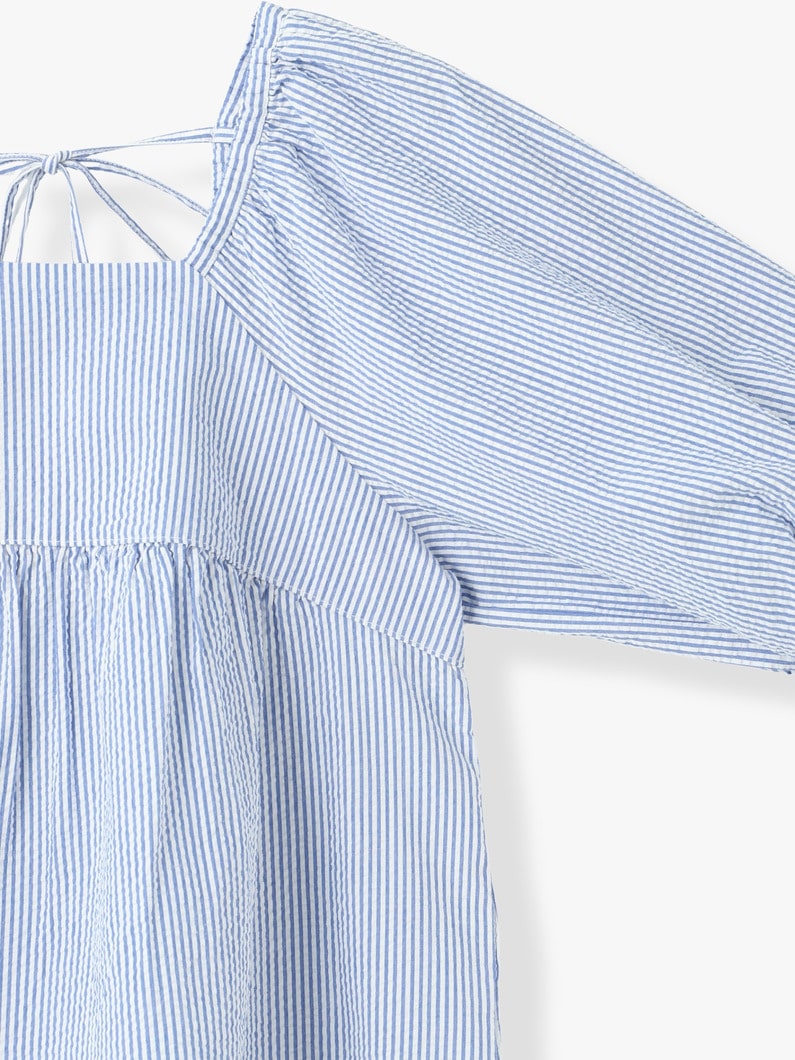 シアサッカー ブラウス（ホワイト/ブルー） 詳細画像 white 2