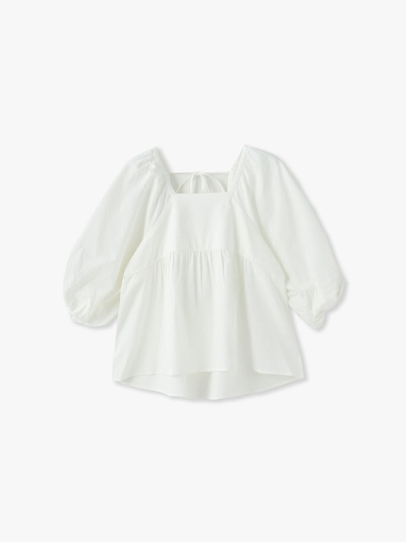 シアサッカー ブラウス（ホワイト/ブルー） 詳細画像 white 4