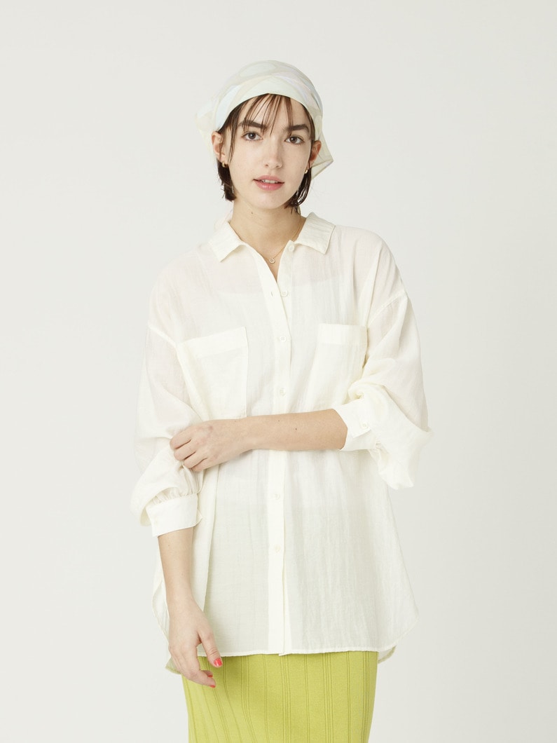 シアー シャツ（ホワイト/ブラウン） 詳細画像 white