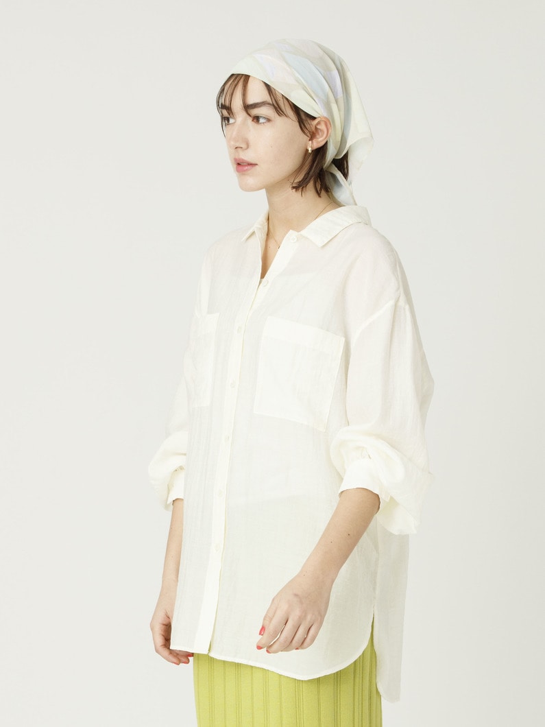 シアー シャツ（ホワイト/ブラウン） 詳細画像 white 2