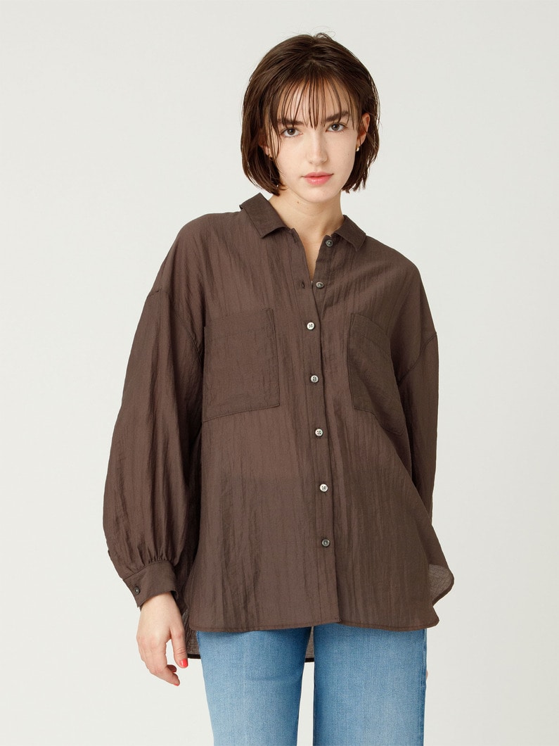シアー シャツ（ホワイト/ブラウン） 詳細画像 brown 1