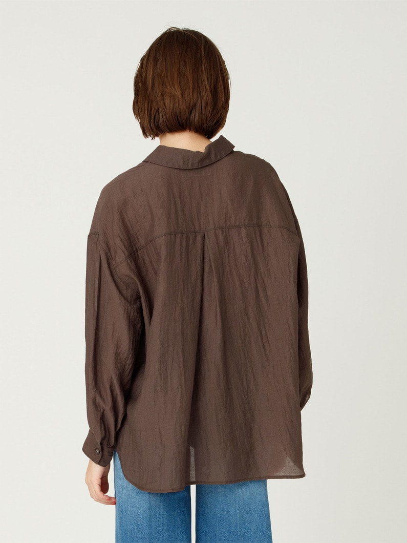 シアー シャツ（ホワイト/ブラウン） 詳細画像 brown 2