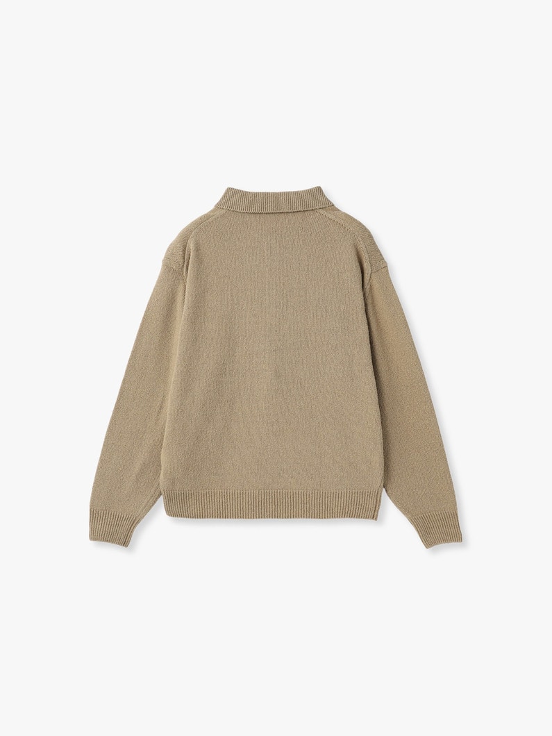 ウォッシュド シルク ネップ ポロ トップ 詳細画像 beige 1