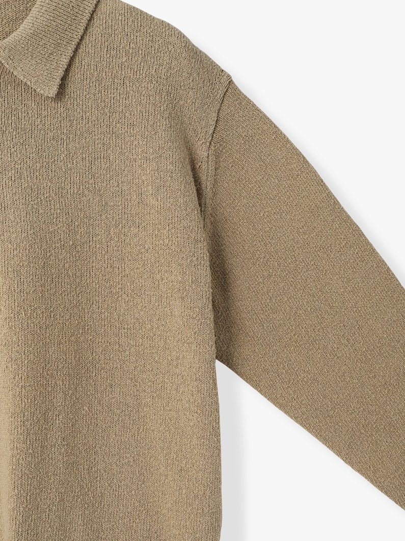 ウォッシュド シルク ネップ ポロ トップ 詳細画像 beige 2