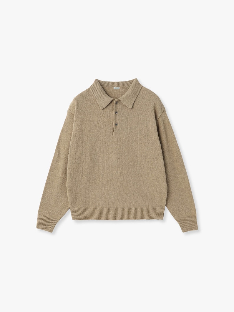 ウォッシュド シルク ネップ ポロ トップ 詳細画像 beige 1