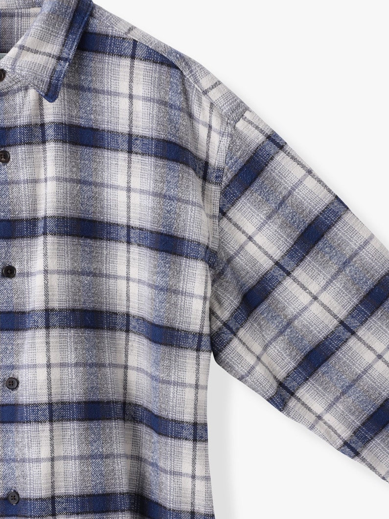 ビンテージ コットンシルク ネップ チェックシャツ 詳細画像 navy 2