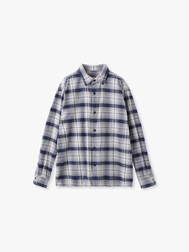 ビンテージ コットンシルク ネップ チェックシャツ 詳細画像 navy 1