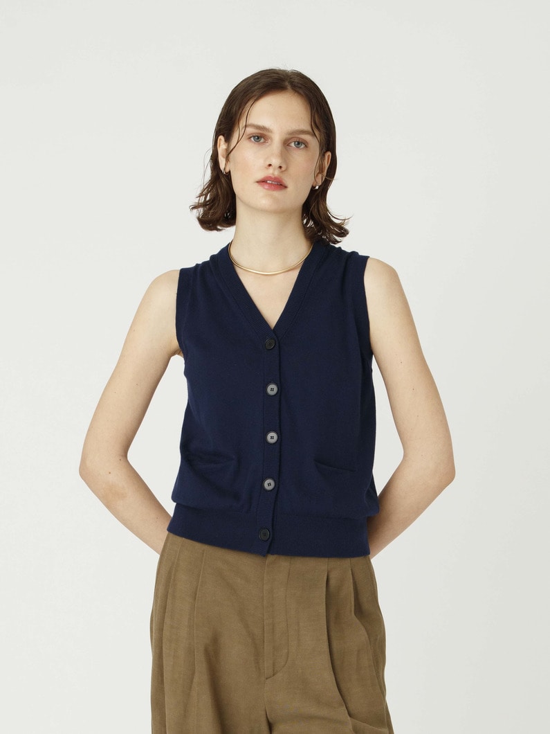 Vネック ニット ベスト 詳細画像 navy 1