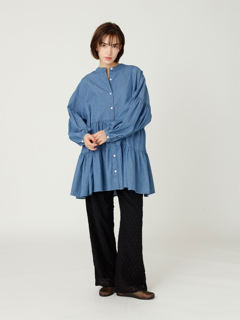 ティアード デニム ブラウス 詳細画像 blue 1