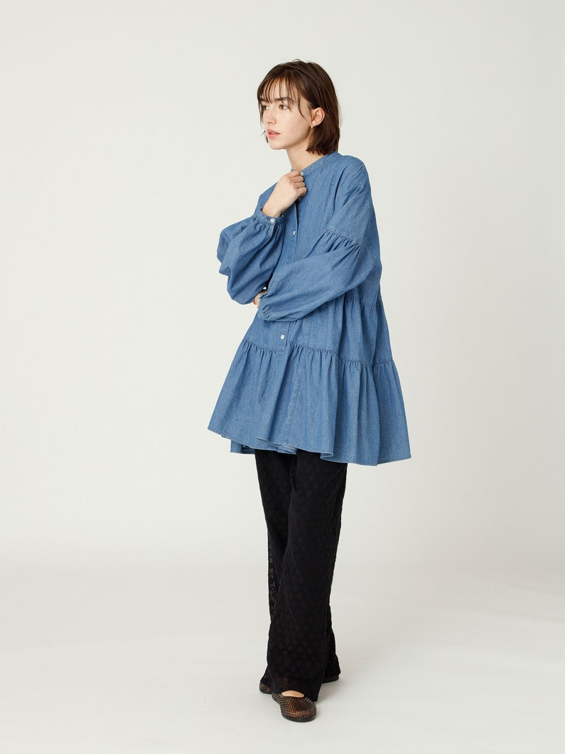 ティアード デニム ブラウス 詳細画像 blue 2