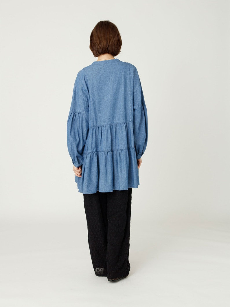 ティアード デニム ブラウス 詳細画像 blue 3