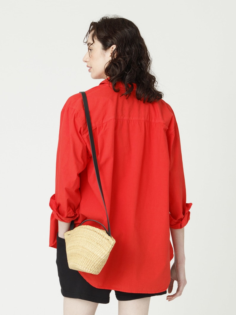 コットン シルク オーバーサイズ シャツ（レッド/パープル） 詳細画像 red 2