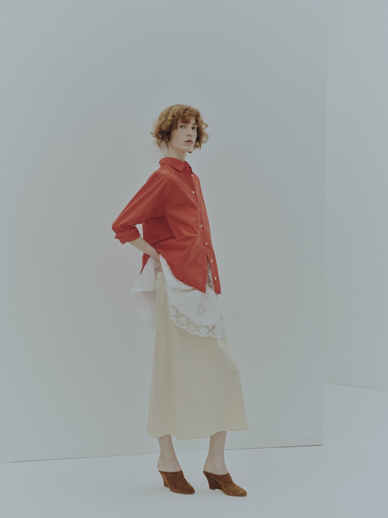 コットン シルク オーバーサイズ シャツ（レッド/パープル） 詳細画像 red 3