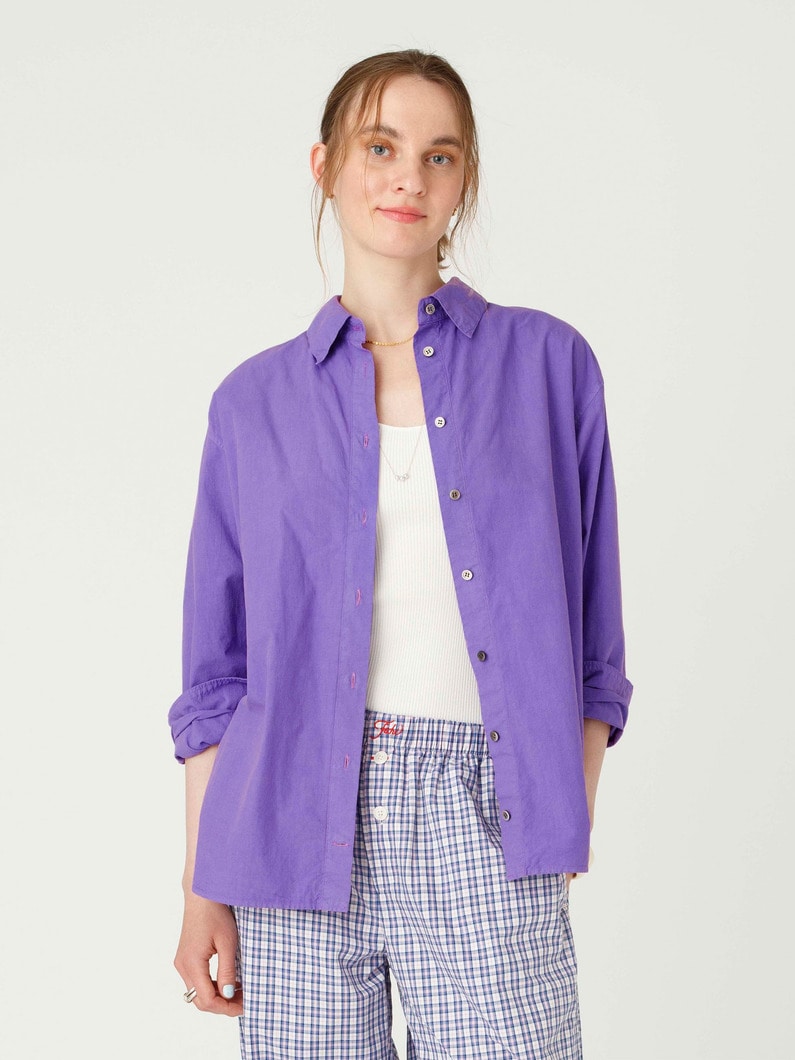 コットン シルク オーバーサイズ シャツ（レッド/パープル） 詳細画像 purple 1