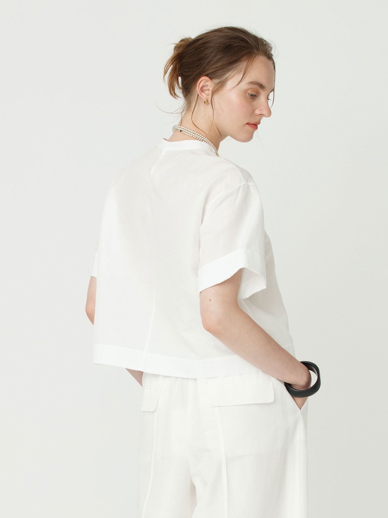 リネンコットン タイプライター ブラウス 詳細画像 white 3