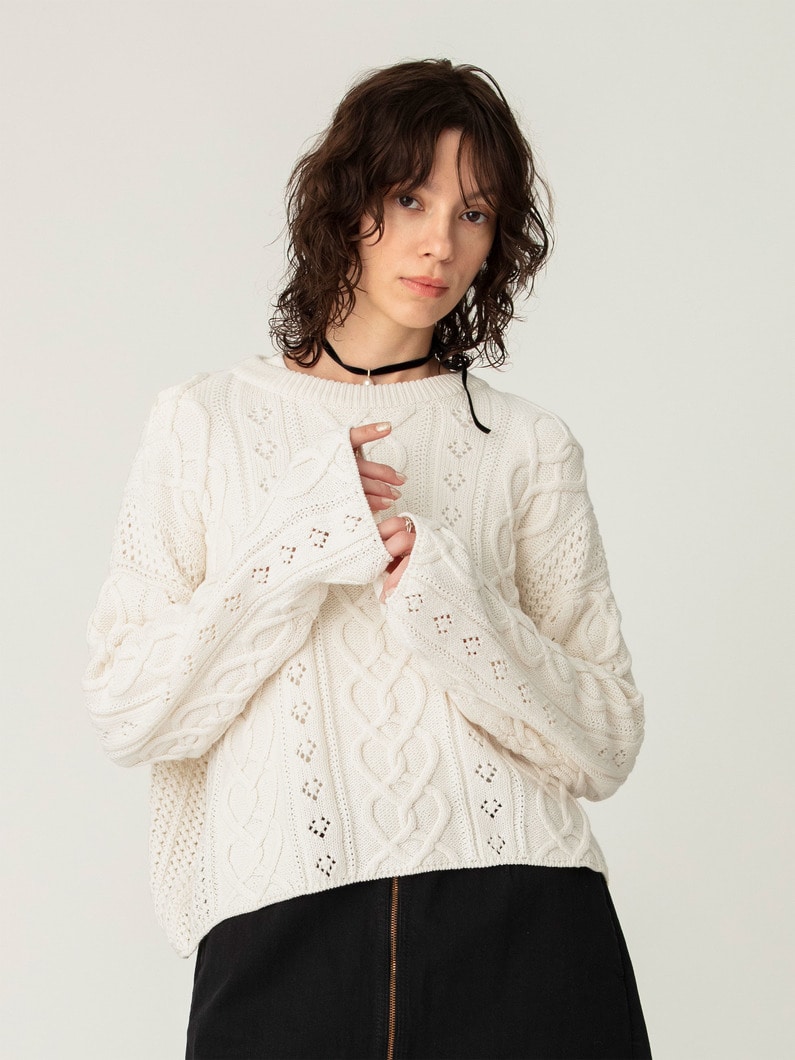 ハート ケーブル ニット プルオーバー 詳細画像 ivory 1
