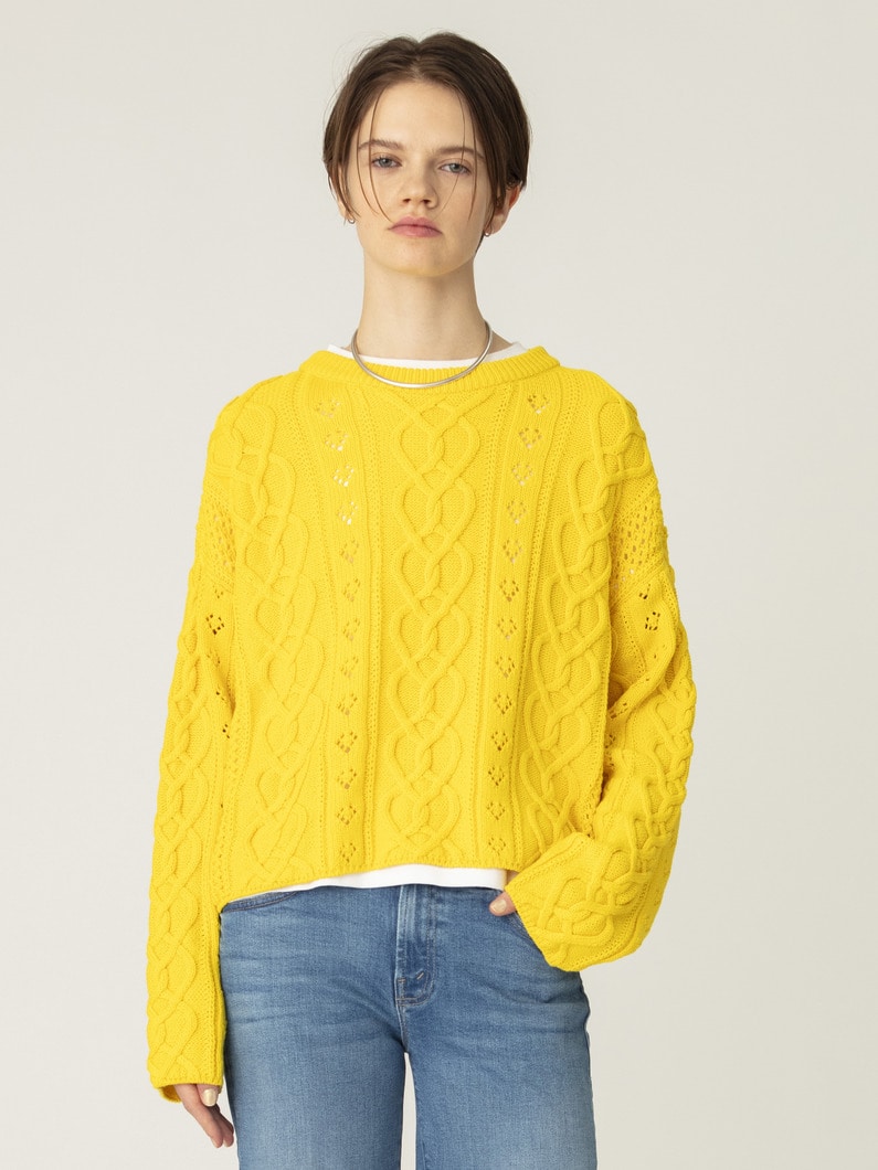 ハート ケーブル ニット プルオーバー 詳細画像 yellow