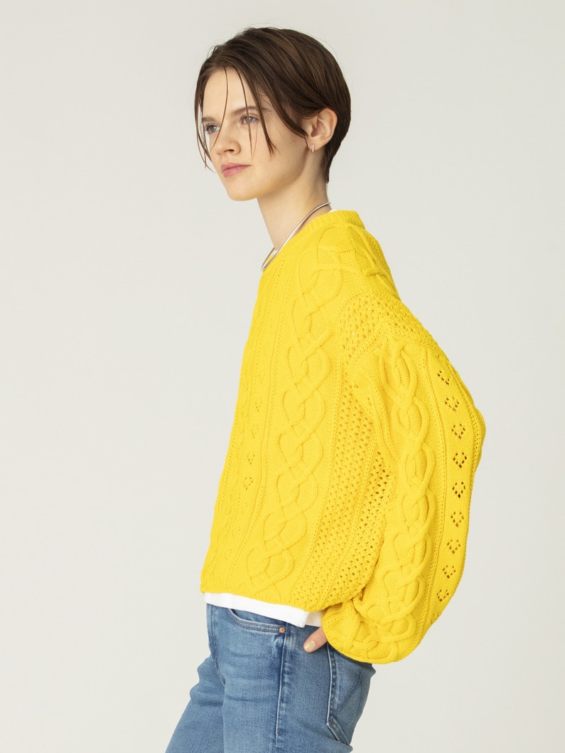 ハート ケーブル ニット プルオーバー 詳細画像 yellow 2