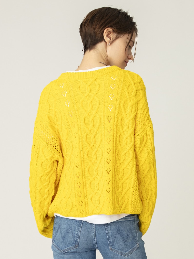 ハート ケーブル ニット プルオーバー 詳細画像 yellow 3