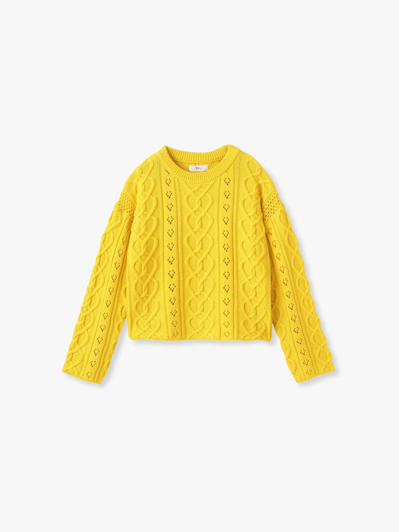 ハート ケーブル ニット プルオーバー 詳細画像 yellow 4