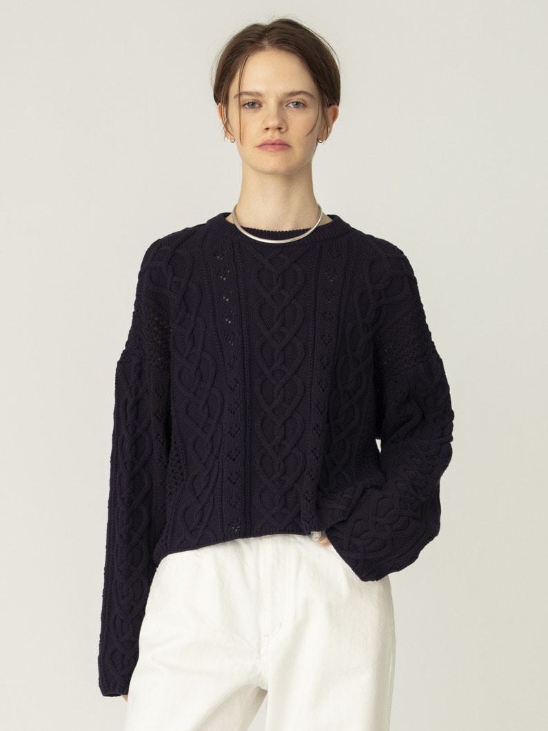 ハート ケーブル ニット プルオーバー 詳細画像 navy