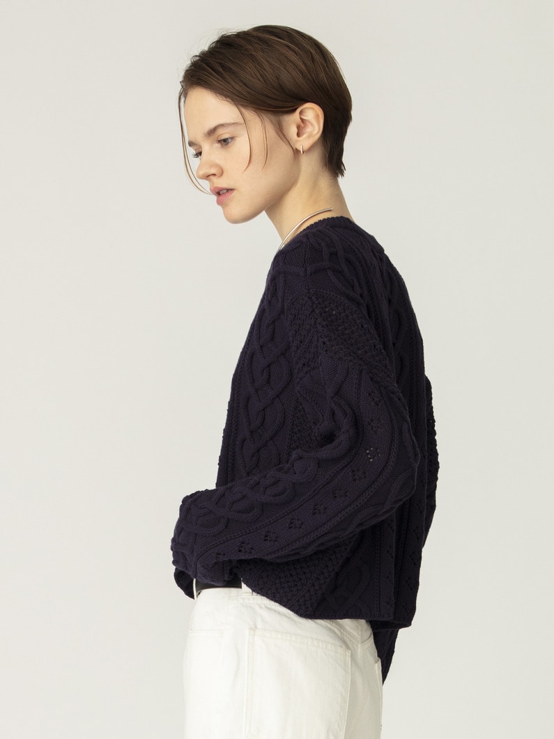 ハート ケーブル ニット プルオーバー 詳細画像 navy 2