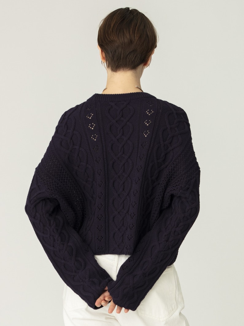 ハート ケーブル ニット プルオーバー 詳細画像 navy 3