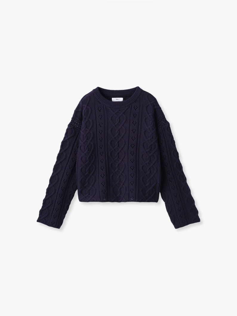 ハート ケーブル ニット プルオーバー 詳細画像 navy 4