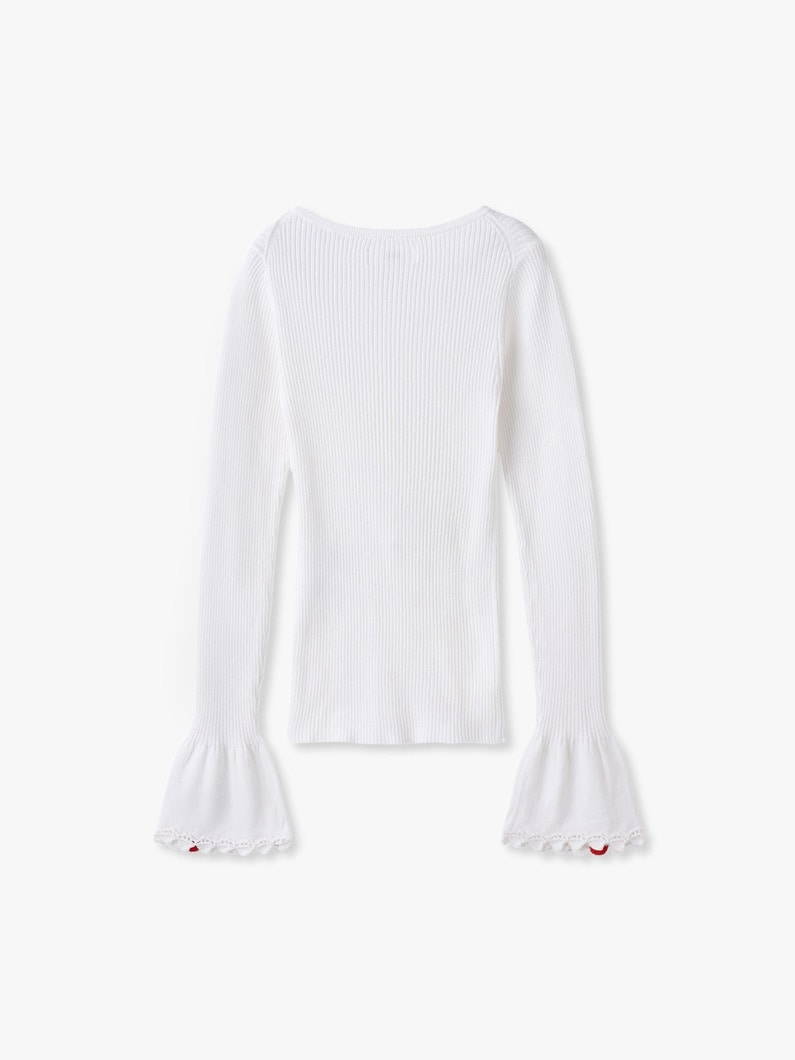 ハート クロシェ リブ ニットトップ 詳細画像 white 1