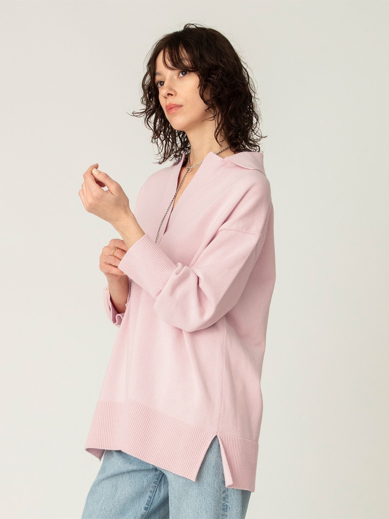 ポロカラー ニットプルオーバー 詳細画像 pink 2