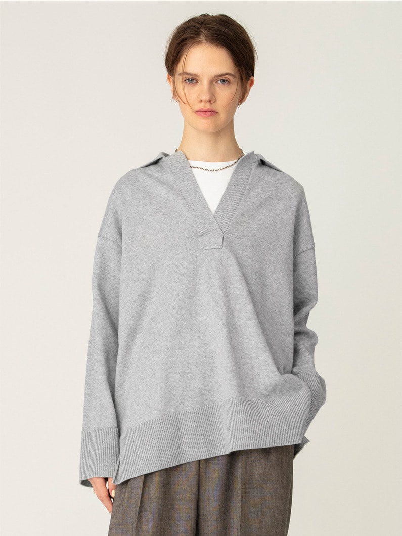 ポロカラー ニットプルオーバー 詳細画像 gray 1