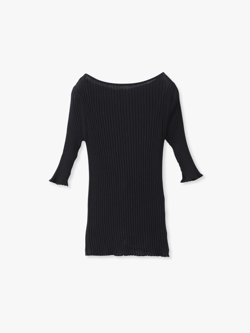 バックボタン リブ ニット トップ 詳細画像 white 1