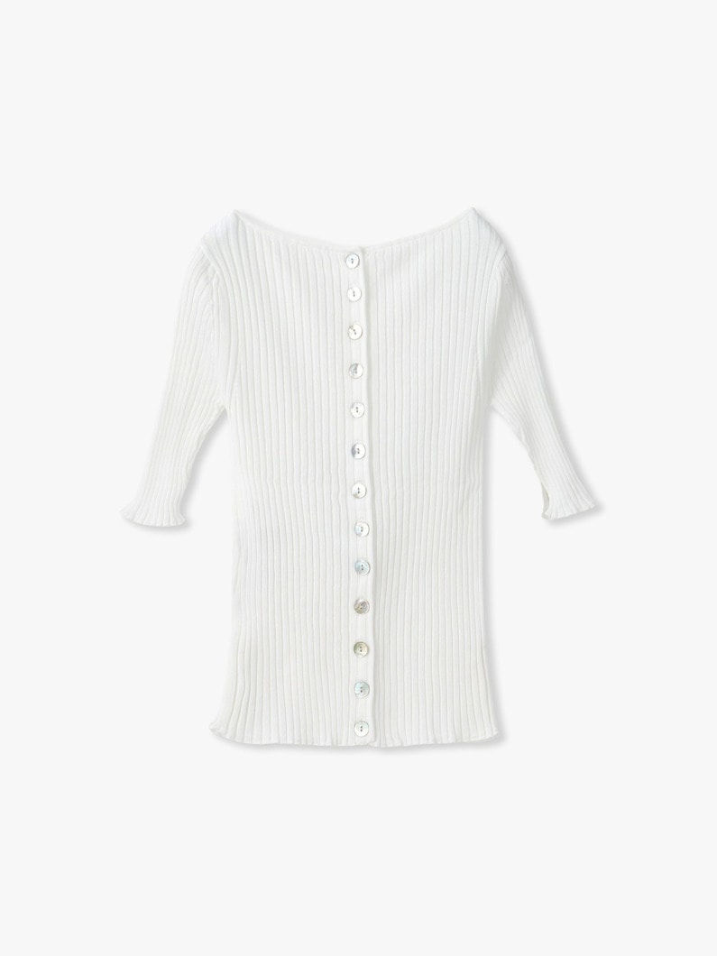 バックボタン リブ ニット トップ 詳細画像 white 3