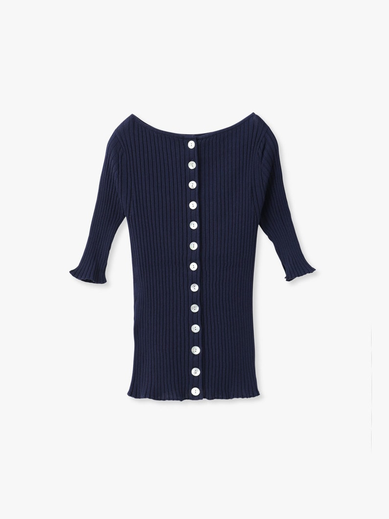 バックボタン リブ ニット トップ 詳細画像 navy 3