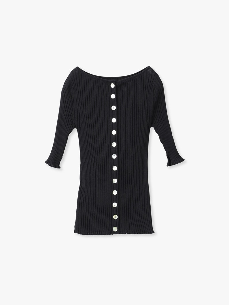 バックボタン リブ ニット トップ 詳細画像 black