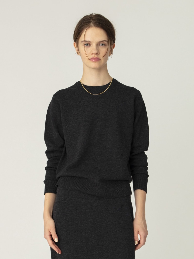 ハイゲージ ミラノリブ クルーネック ニット プルオーバー 詳細画像 charcoal gray