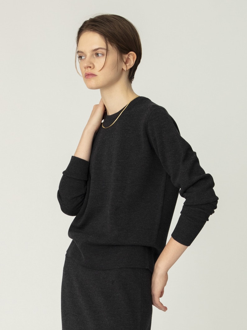 ハイゲージ ミラノリブ クルーネック ニット プルオーバー 詳細画像 charcoal gray 2