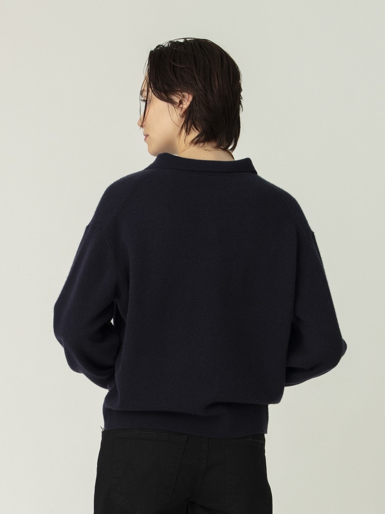 ハイゲージカシミア ポロ ニットプルオーバー 詳細画像 navy 2