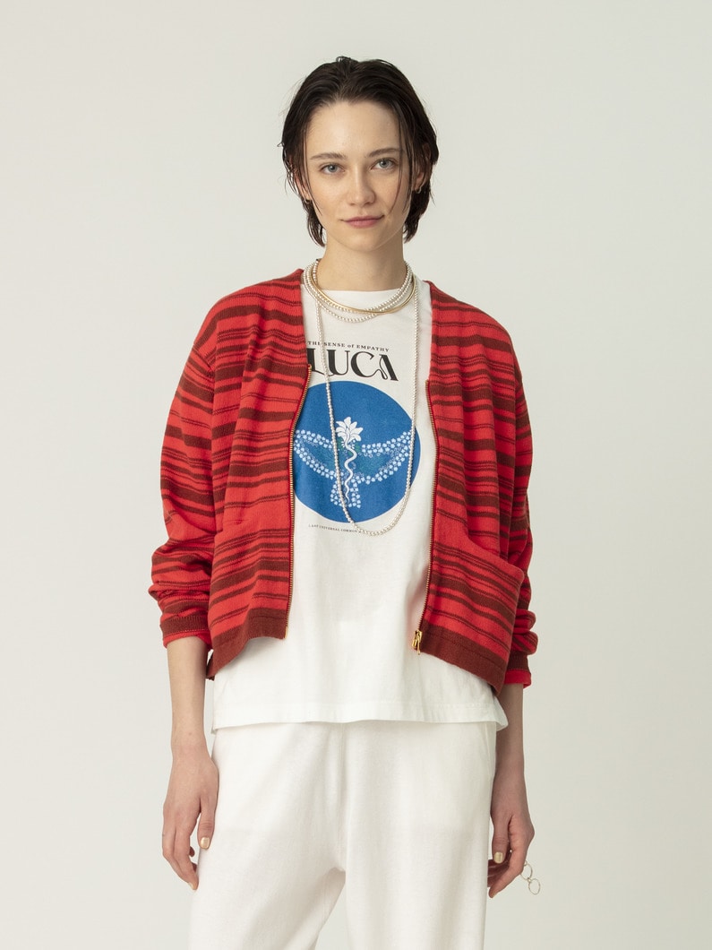 ネイティブストライプ ジップカーディガン 詳細画像 red 1