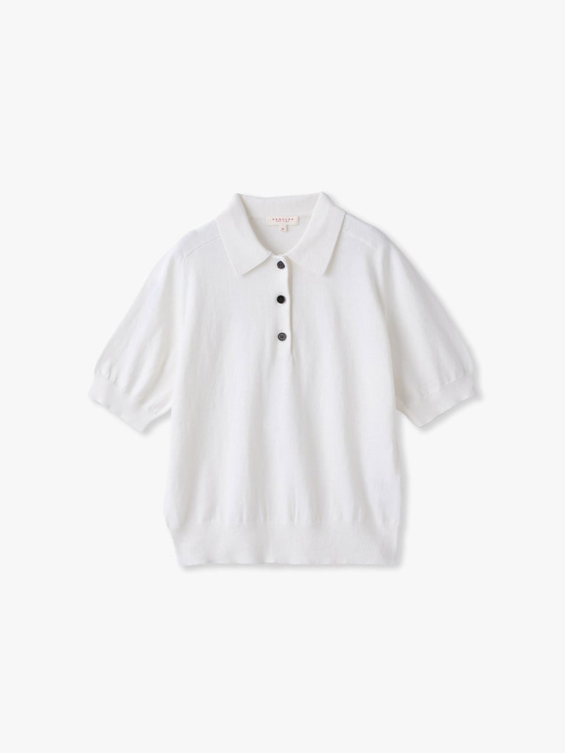 ビリー コットン カシミア ポロ ニット トップ 詳細画像 ivory