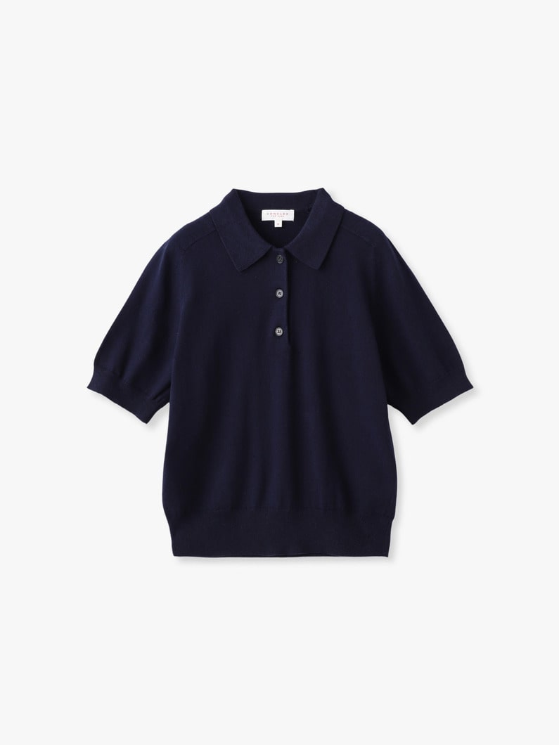 ビリー コットン カシミア ポロ ニット トップ 詳細画像 navy 1